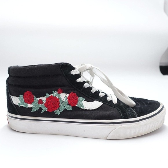 Vans Sk8 Mid Reissue VN0A3MV8RZO Women's Black Suede Rose Skateboard Shoes US 9 - Picture 1 of 9